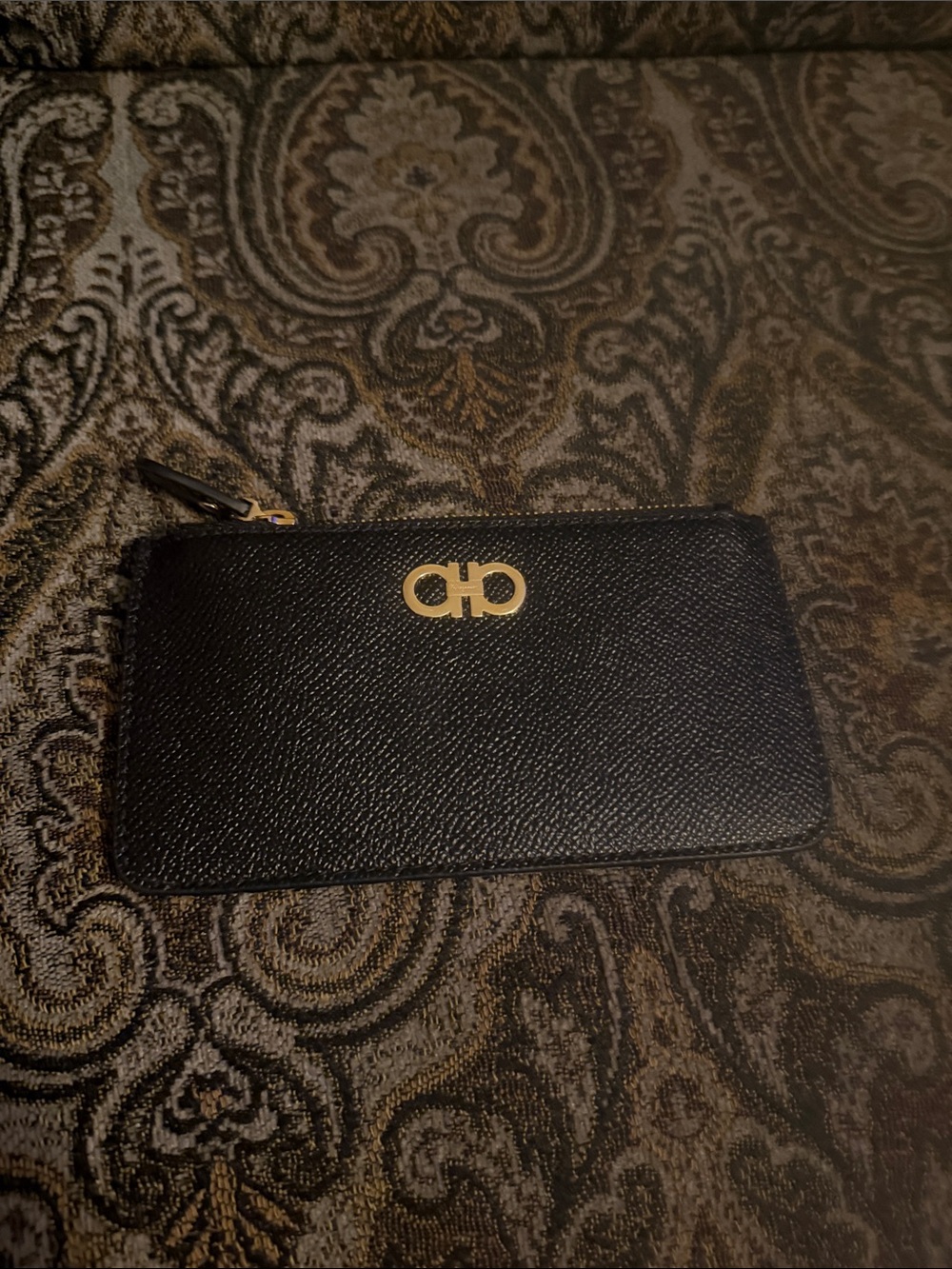 Salvatore Ferragamo Black Wallet with Gold Gancini